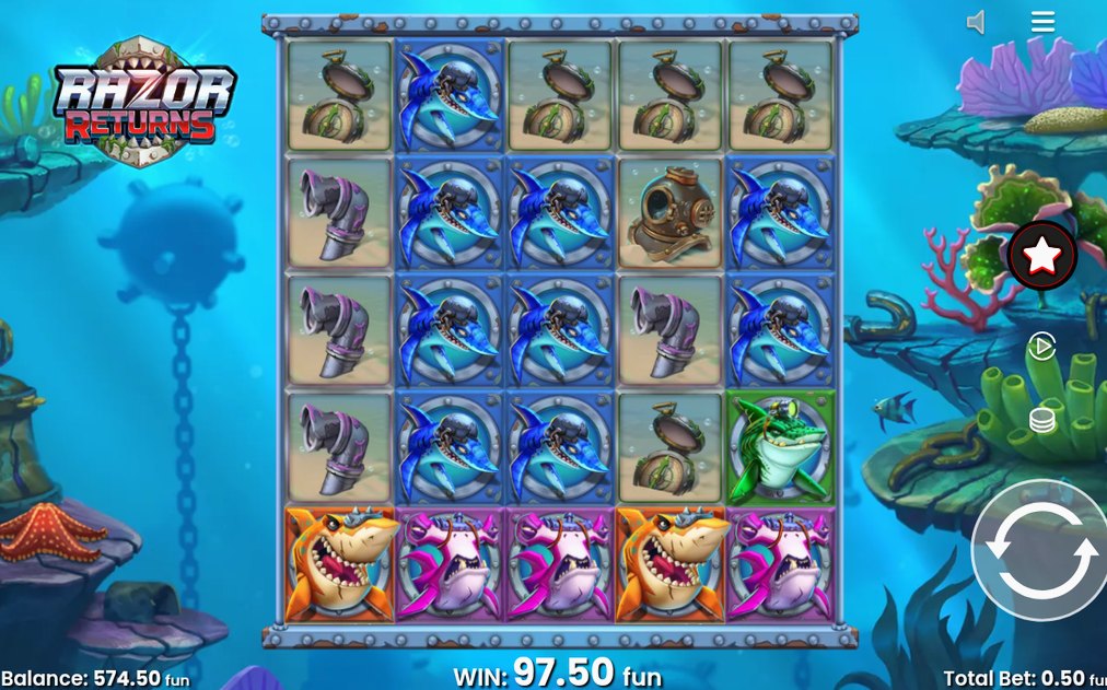 Win screen after a spin that pays