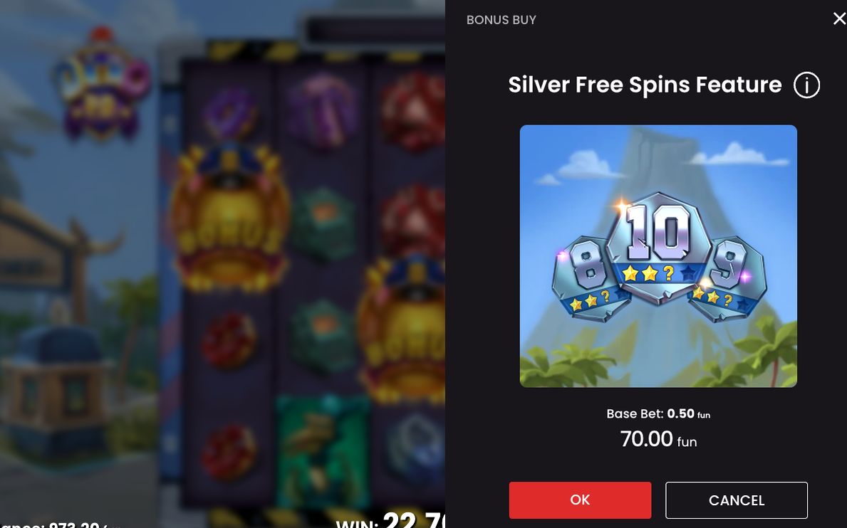 Bonus screen with Scatter Symbols on the reels